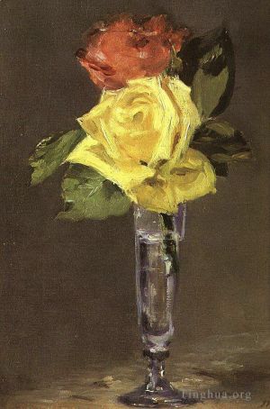 Édouard Manet œuvres - Roses dans une coupe de champagne