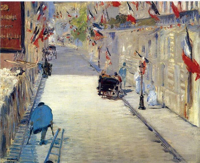 Édouard Manet Peinture à l'huile - La rue Mosnier décorée de drapeaux