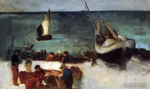 Édouard Manet œuvres - Paysage marin à Berck Bateaux de pêche et pêcheurs