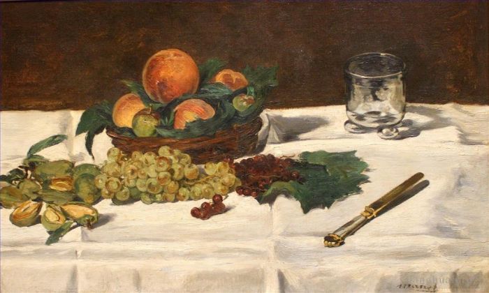 Édouard Manet Peinture à l'huile - Fruits nature morte sur une table