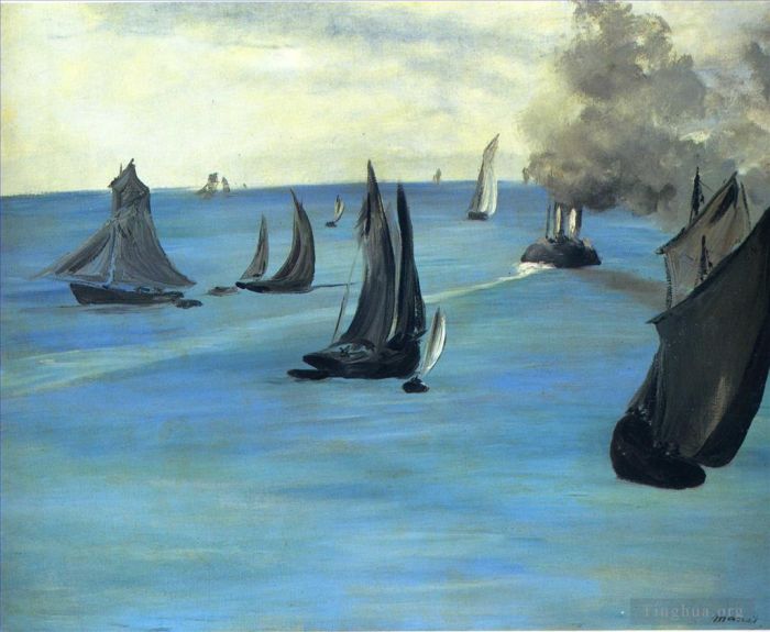 Édouard Manet Peinture à l'huile - Bateau à vapeur au départ de Boulogne