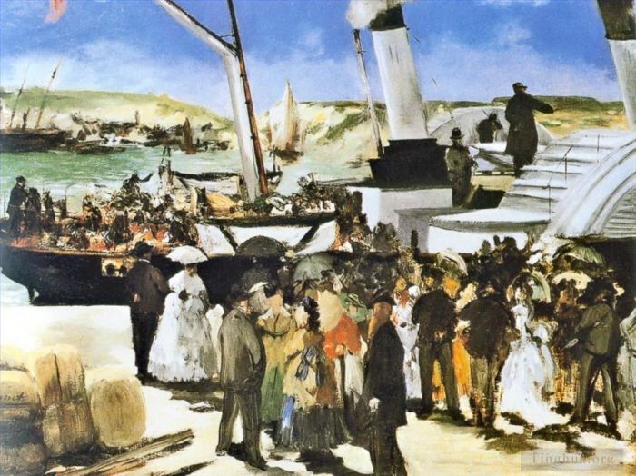 Édouard Manet Peinture à l'huile - Le départ du bateau de Folkestone