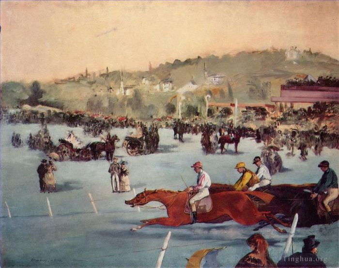 Édouard Manet Peinture à l'huile - Les courses au Bois de Boulogne