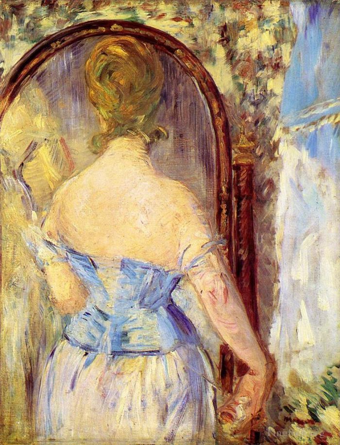 Édouard Manet Peinture à l'huile - Femme devant un miroir