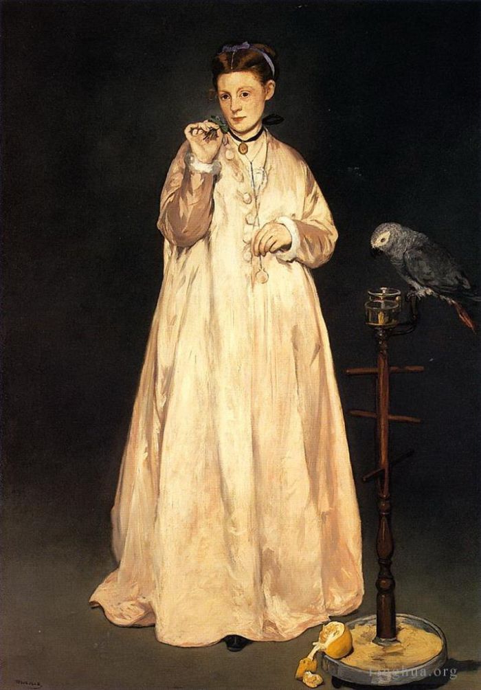 Édouard Manet Peinture à l'huile - Femme avec un perroquet