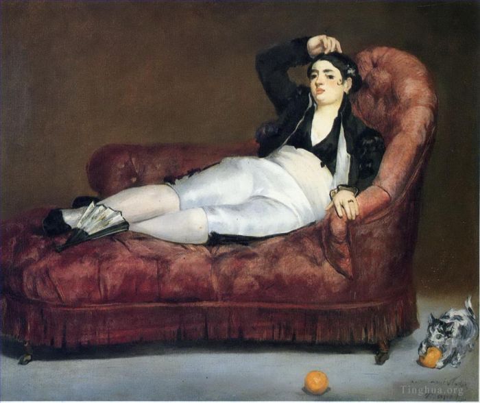 Édouard Manet Peinture à l'huile - Jeune femme allongée en costume espagnol