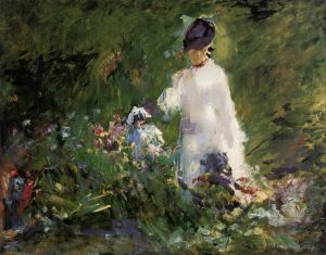 Édouard Manet œuvres - Jeune femme parmi les fleurs