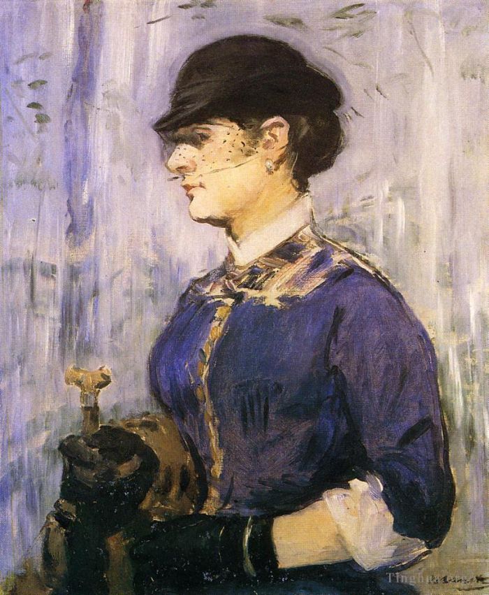 Édouard Manet Peinture à l'huile - Jeune femme au chapeau rond