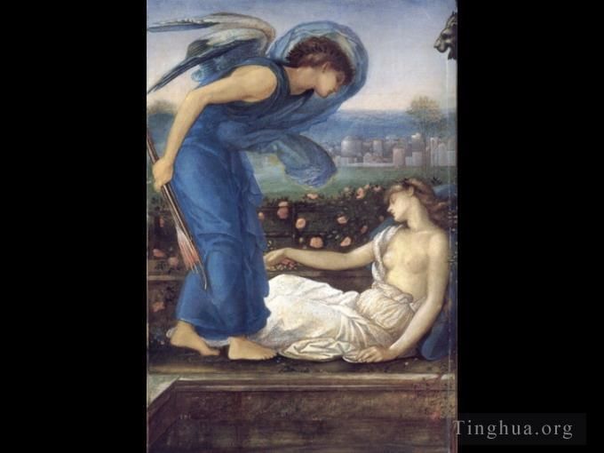 Edward Burne-Jones Peinture à l'huile - Cupidon trouvant Psyché