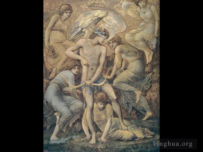 Edward Burne-Jones Peinture à l'huile - Champs de chasse aux Cupidons
