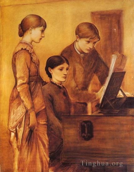 Edward Burne-Jones Peinture à l'huile - Groupe De Portraits De La Famille Des Artistes