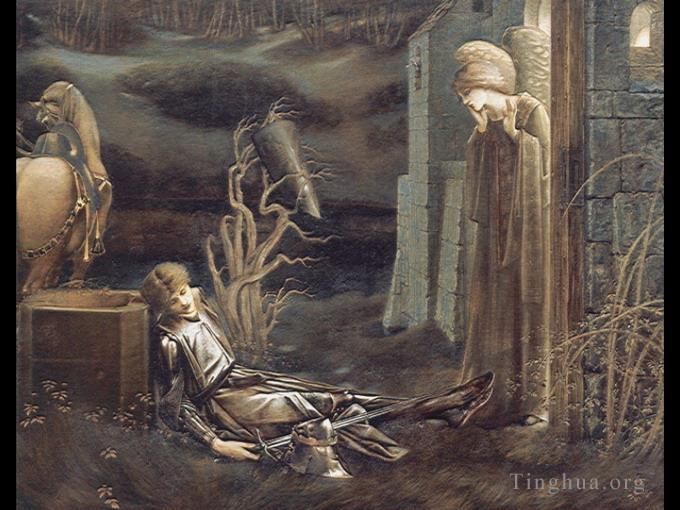 Edward Burne-Jones Peinture à l'huile - Le rêve de Launcelot à la chapelle du San Graal