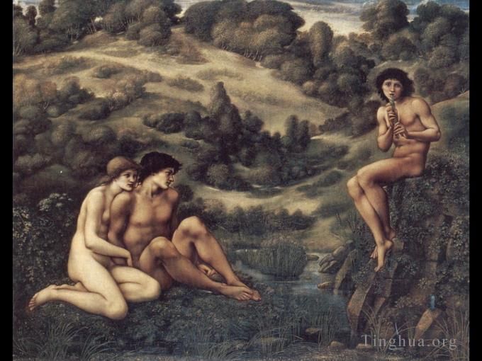 Edward Burne-Jones Peinture à l'huile - Le jardin de Pan
