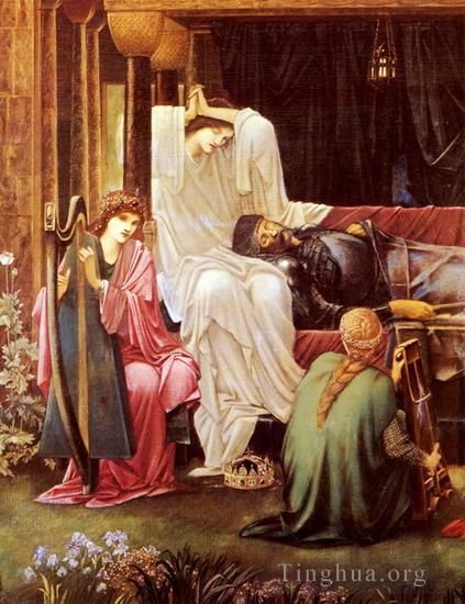 Edward Burne-Jones Peinture à l'huile - Le dernier sommeil d'Arthur à Avalon