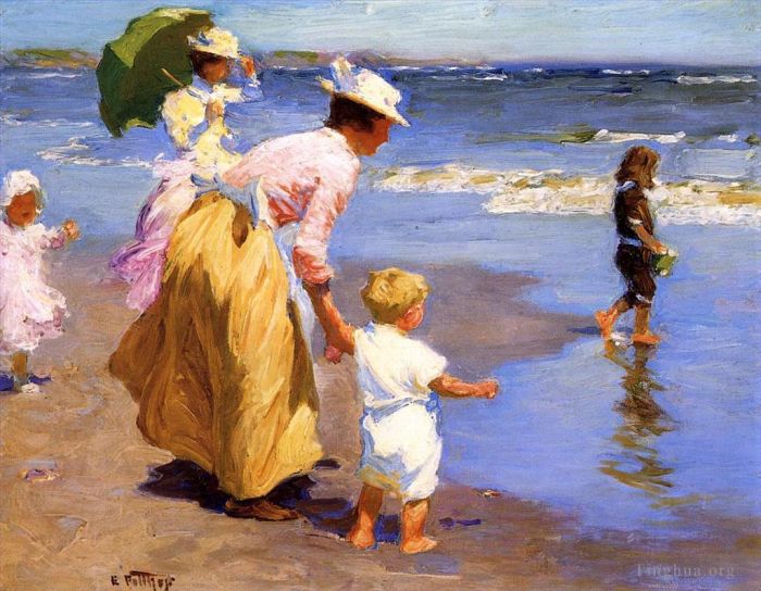 Edward Henry Potthast Peinture à l'huile - À la plage