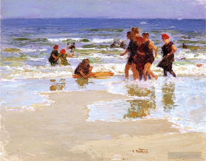 Edward Henry Potthast Peinture à l'huile - Au bord de la mer