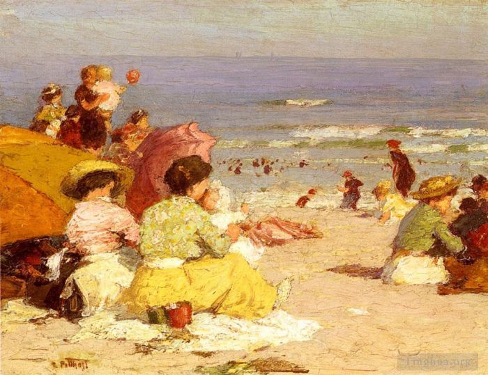 Edward Henry Potthast Peinture à l'huile - Scène de plage 2