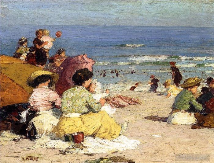 Edward Henry Potthast Peinture à l'huile - Scène de plage