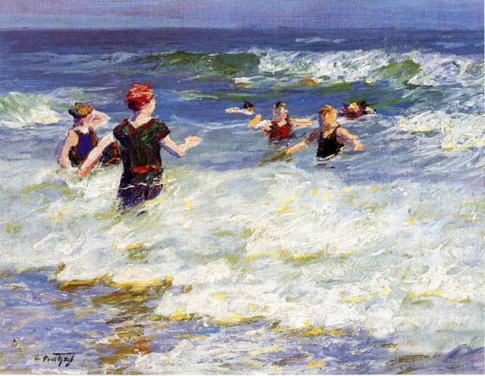 Edward Henry Potthast Peinture à l'huile - Dans le Surf2