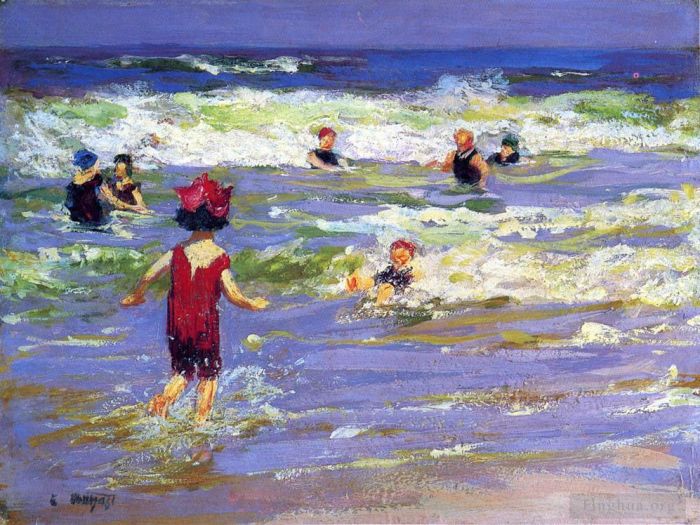 Edward Henry Potthast Peinture à l'huile - Petit baigneur de mer