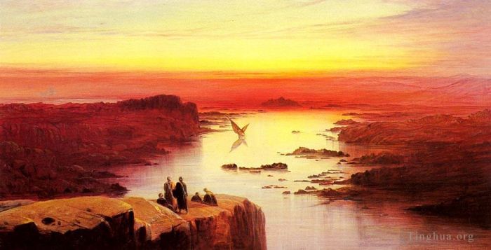 Edward Lear Peinture à l'huile - Une vue du Nil au-dessus d'Assouan