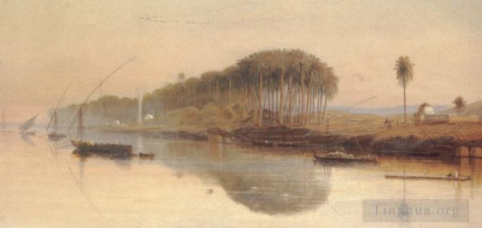 Edward Lear Peinture à l'huile - Cheikh Abadeh sur le Nil