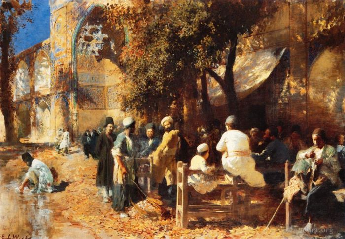 Edwin Lord Weeks Peinture à l'huile - Un café persan