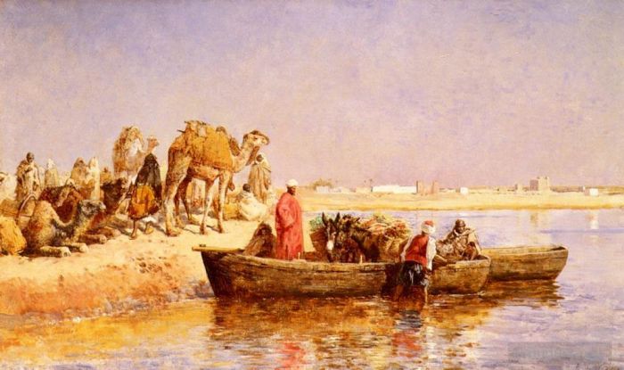 Edwin Lord Weeks Peinture à l'huile - Le long du Nil
