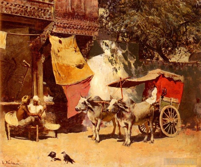 Edwin Lord Weeks Peinture à l'huile - Un Gharry indien