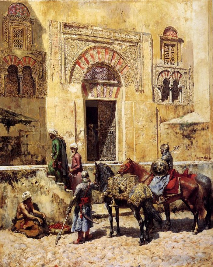 Edwin Lord Weeks Peinture à l'huile - Entrer dans la mosquée