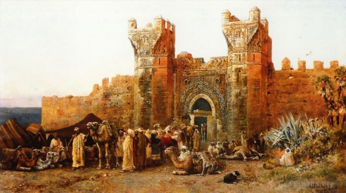Edwin Lord Weeks Peinture à l'huile - Porte de Shehal Maroc