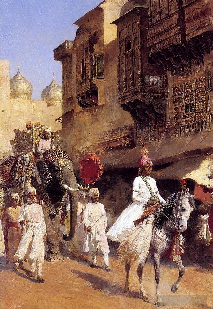 Edwin Lord Weeks Peinture à l'huile - Cérémonie du prince indien et du défilé