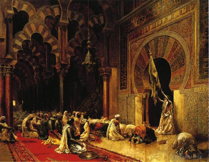 Edwin Lord Weeks Peinture à l'huile - Intérieur de la mosquée de Cordoue