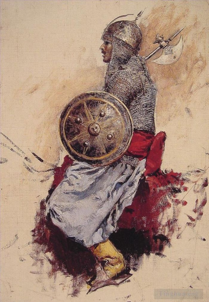 Edwin Lord Weeks Peinture à l'huile - L'homme en armure
