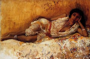 Edwin Lord Weeks œuvres - Fille maure allongée sur un canapé