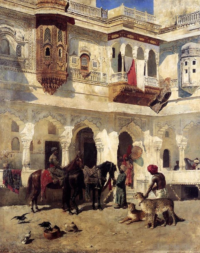 Edwin Lord Weeks Peinture à l'huile - Rajah commence avec un chapeau