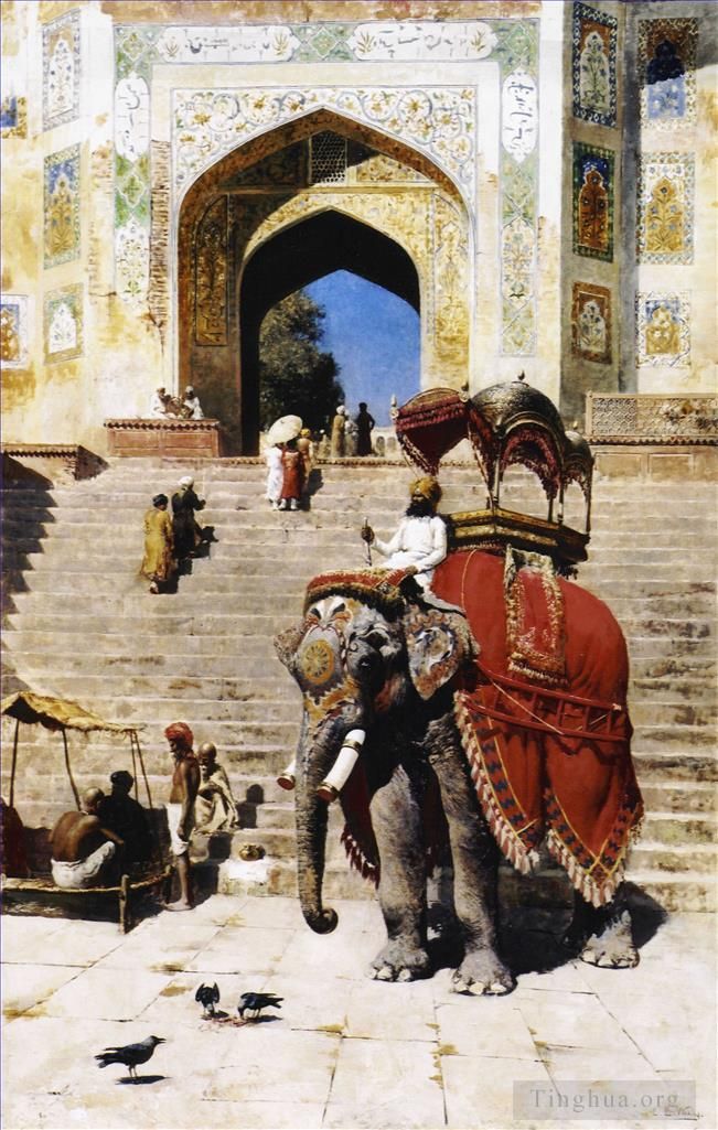 Edwin Lord Weeks Peinture à l'huile - Éléphant royal