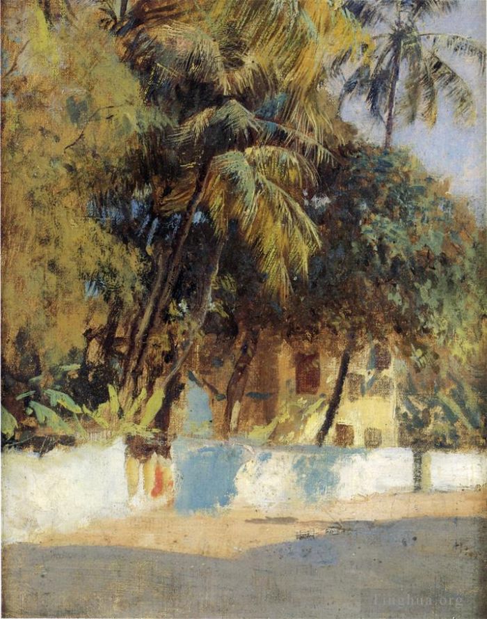 Edwin Lord Weeks Peinture à l'huile - Scène de rue Bombay