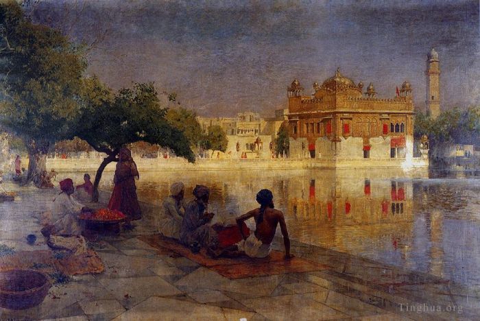 Edwin Lord Weeks Peinture à l'huile - Le Temple d'Or d'Amritsar