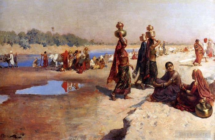 Edwin Lord Weeks Peinture à l'huile - Porteurs d'eau du Gange