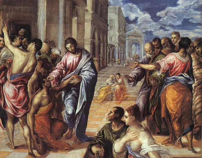 El Greco Peinture à l'huile - Le Christ guérissant les aveugles 157espagnol