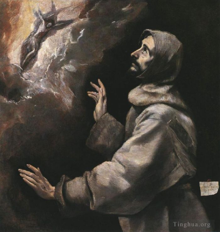 El Greco Peinture à l'huile - Saint François recevant les stigmates 1577