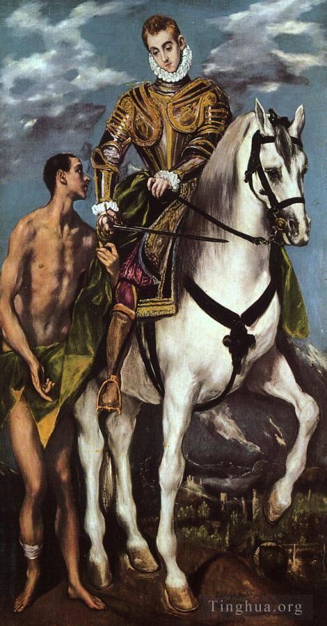 El Greco Peinture à l'huile - Saint Martin et le mendiant