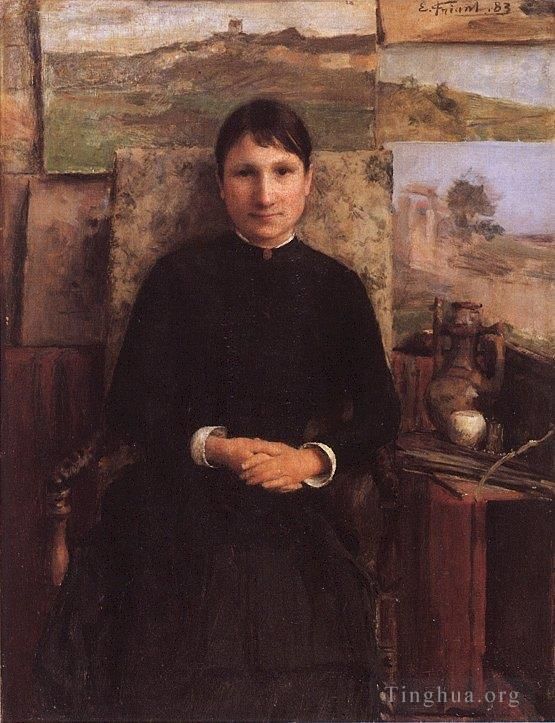 Émile Friant Peinture à l'huile - Portrait de Mme Petitjean
