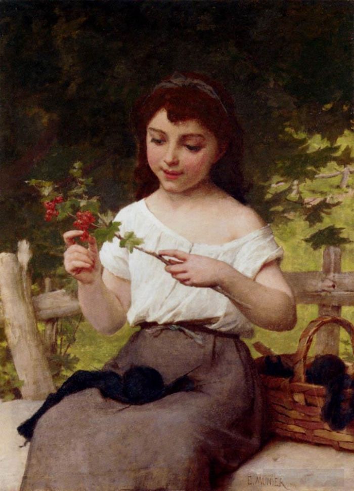 Émile Munier Peinture à l'huile - Un brin de fleurs