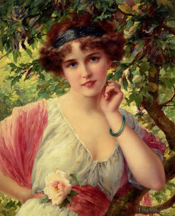 Émile Vernon Peinture à l'huile - Une rose d'été