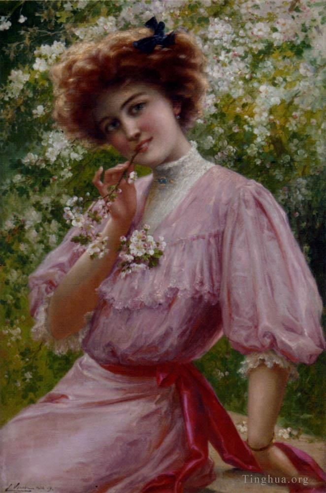 Émile Vernon Peinture à l'huile - Belle en rose