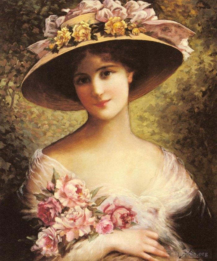 Émile Vernon Peinture à l'huile - Le bonnet fantaisie