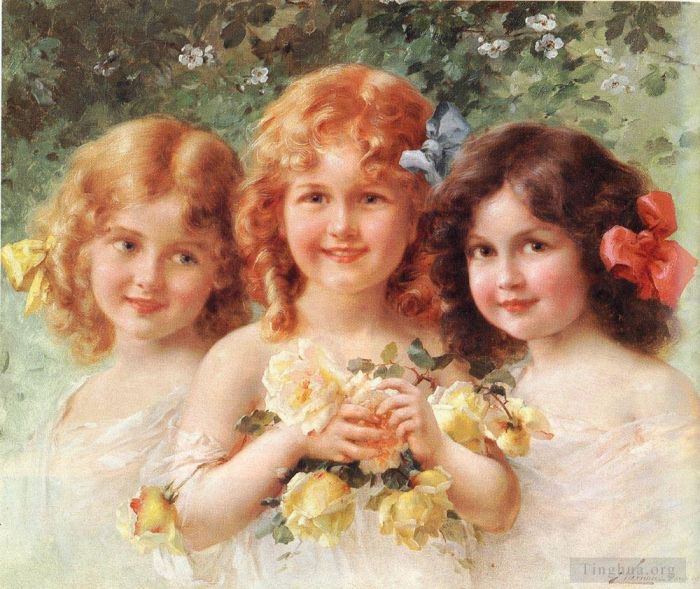 Émile Vernon Peinture à l'huile - Trois sœurs