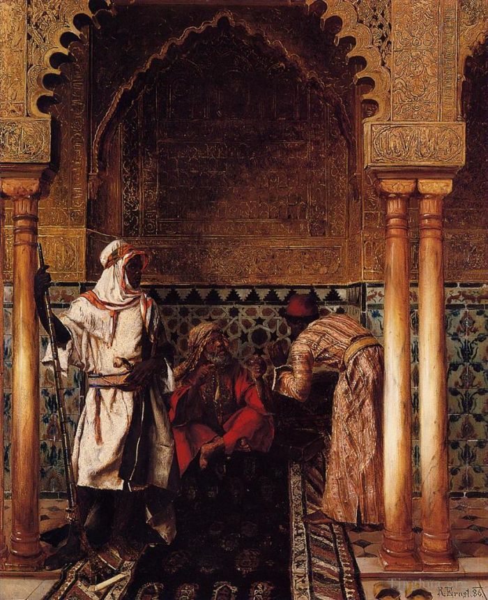 Rudolf Ernst Peinture à l'huile - Un sage arabe